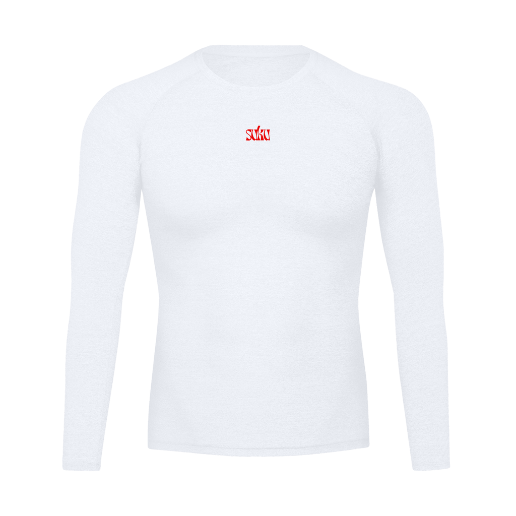 Suku performance long sleeve T-shirt in black, lightweight athletic top with logo on chest, suitable for active wear and workouts.