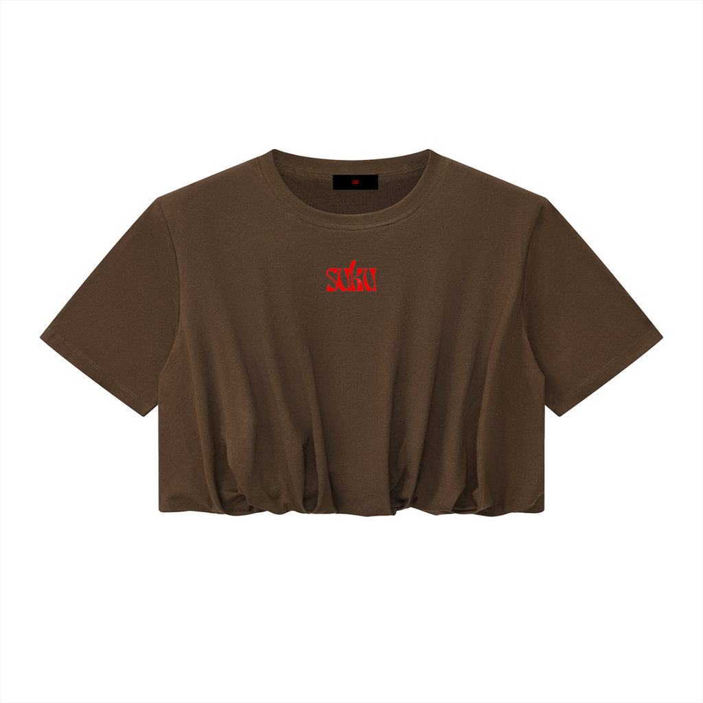 Suku Women’s Crop Bubble Hem T-Shirt