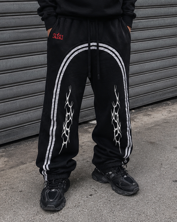 SUKU Arc Sun Fade Contrast Tape Fleece Jogged Sweatpants
