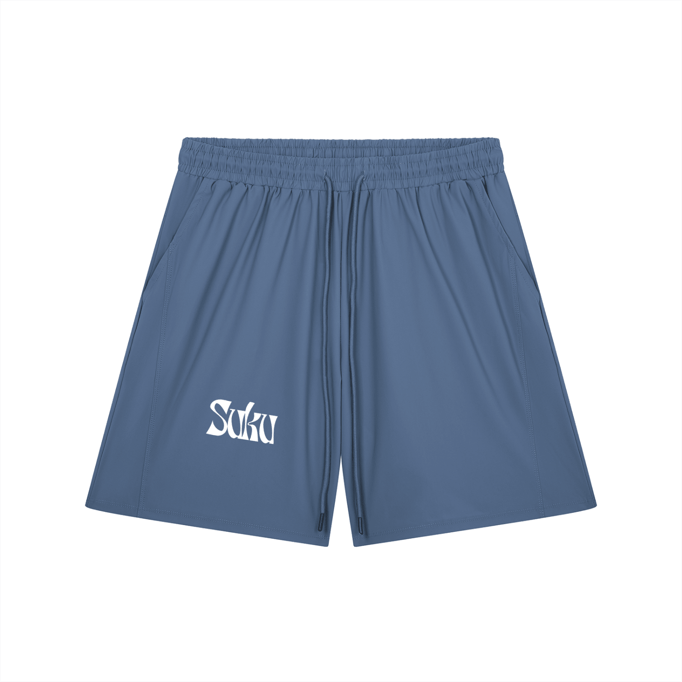 Blue Suku men's drawstring shorts with adjustable waistband and casual fit, ideal for active or relaxed wear.