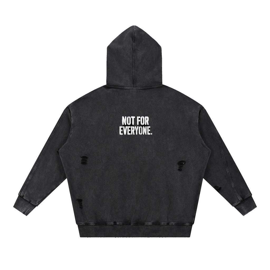 Not For Everyone Snow Washed Distressed Panel Pocket Hoodie - Suku