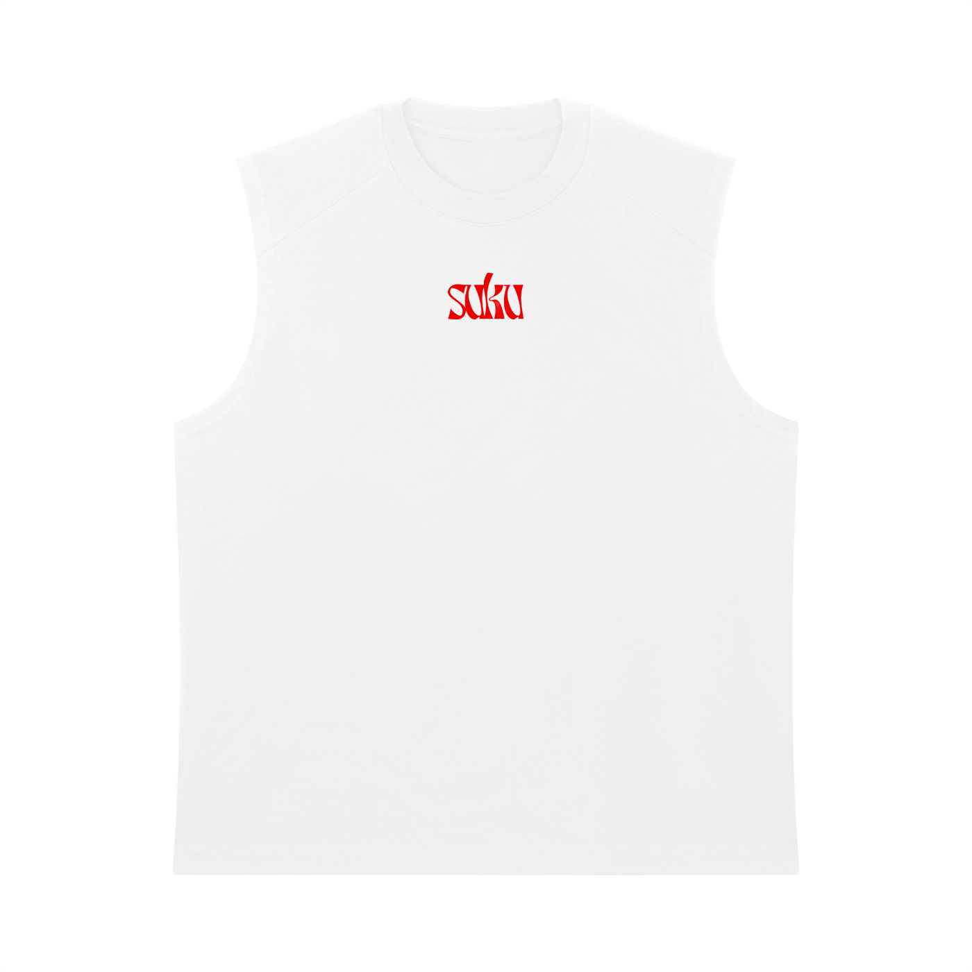 White men's heavyweight tank top by Suku, sleeveless design with a comfortable fit, ideal for casual or athletic wear.