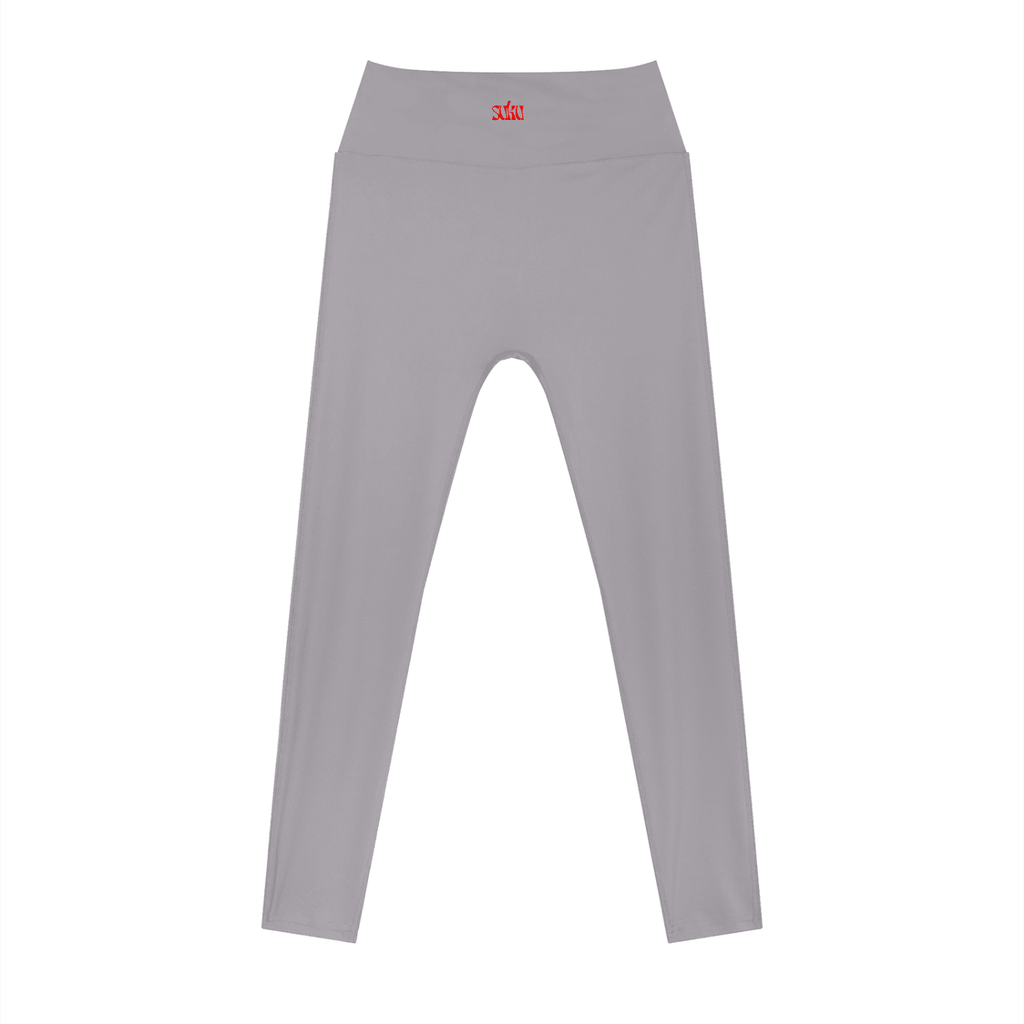 Women’s high-rise ankle-length leggings by Suku, showing a close-up of the black stretchy fabric and comfortable fit.