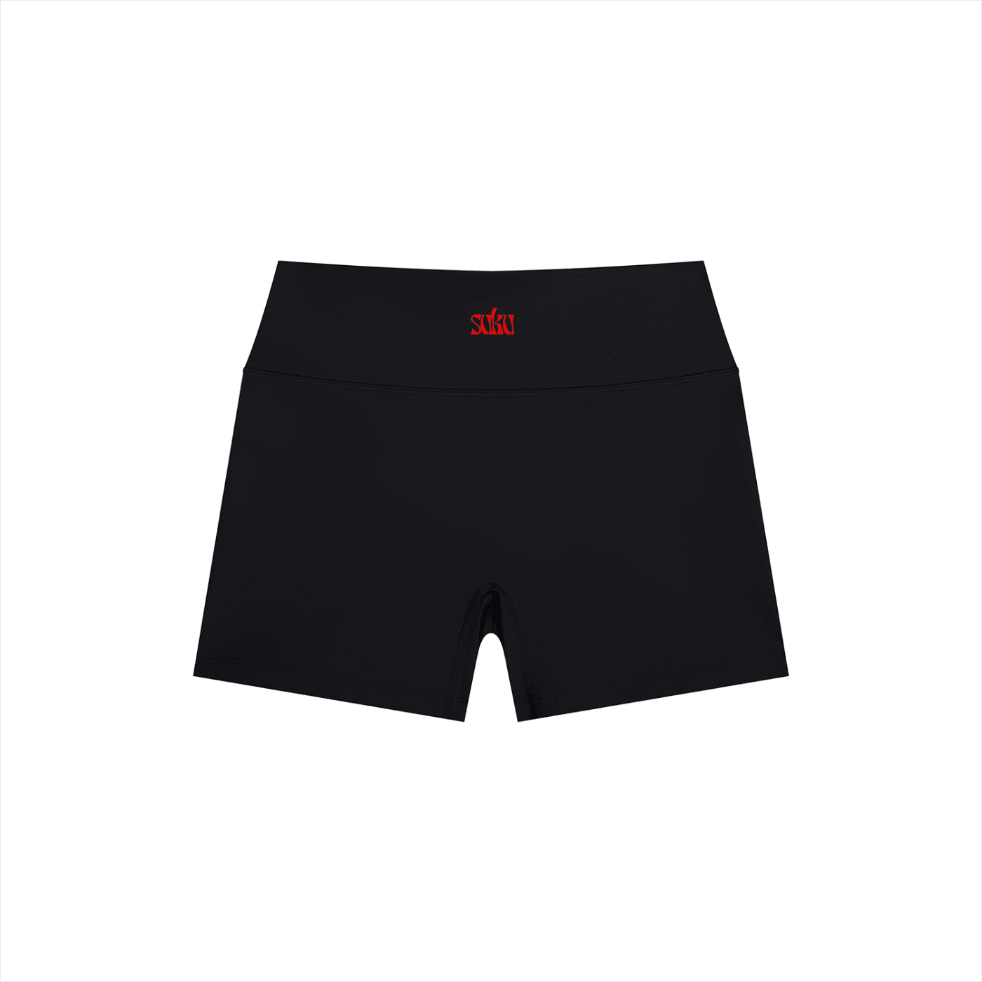 Women’s high-rise yoga shorts by Suku, showing a comfortable stretch fit in soft fabric, designed for active wear and flexibility.