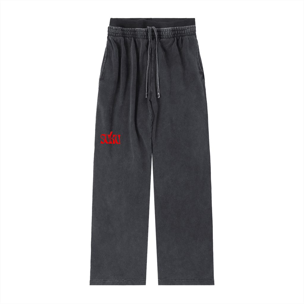 Women’s vintage washed waist pants by Suku, front view showcasing relaxed fit, high waist, and casual denim style.