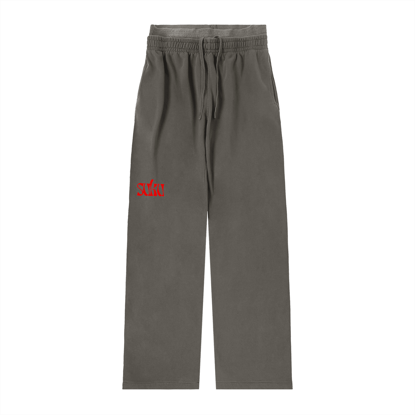 Women’s vintage washed waist pants by Suku in grey, front view showing relaxed fit and classic waist design.