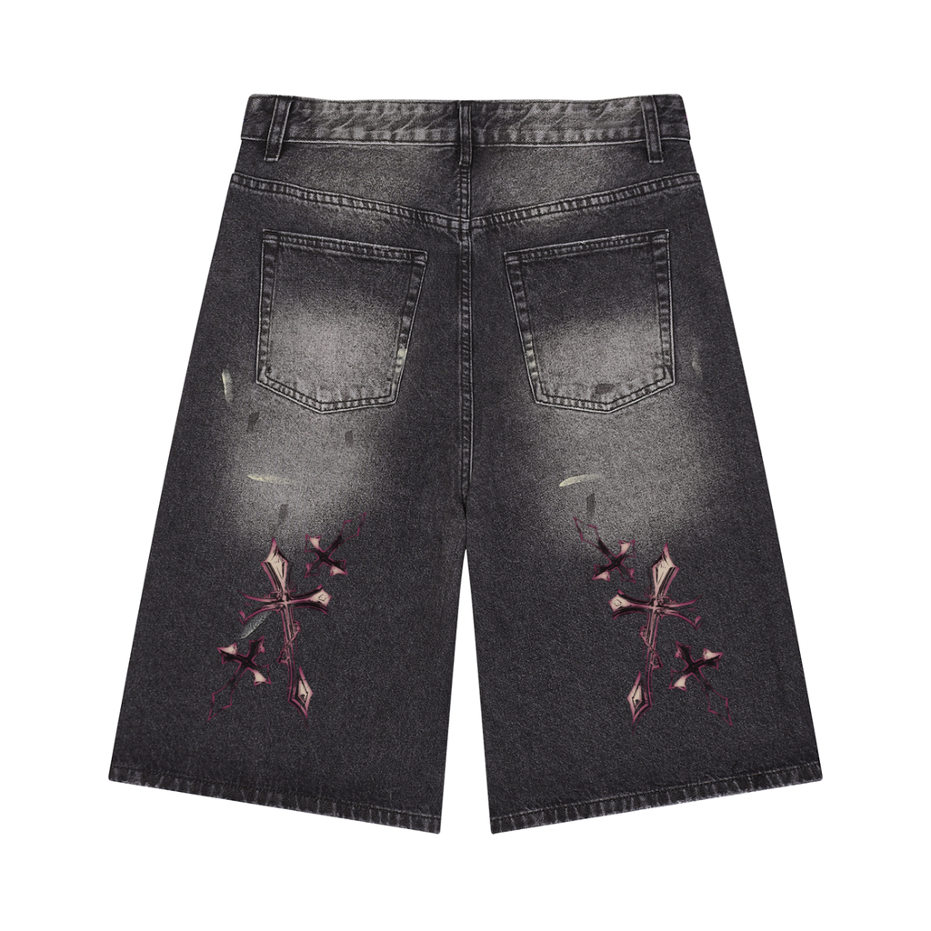 Suku Men’s Vintage Wash Wide Leg Denim Shorts