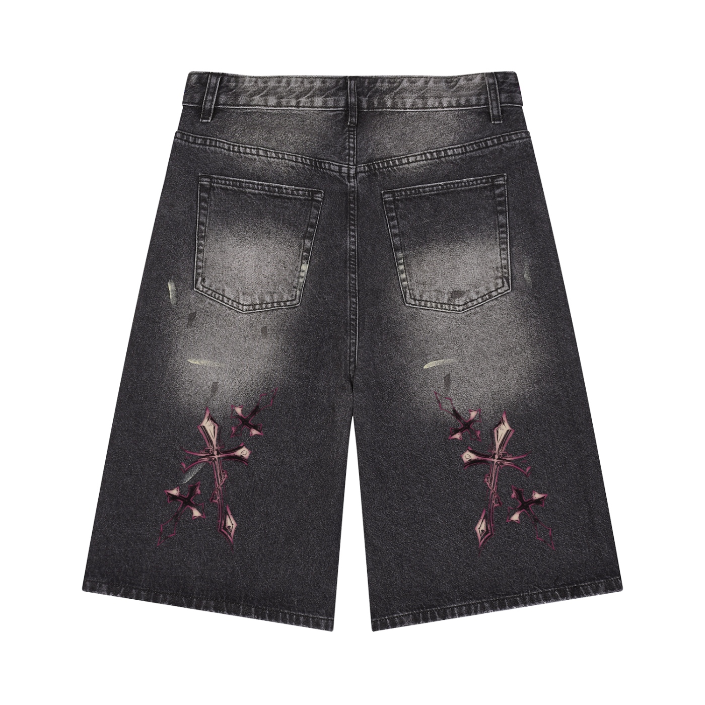 Suku Men’s Vintage Wash Wide Leg Denim Shorts