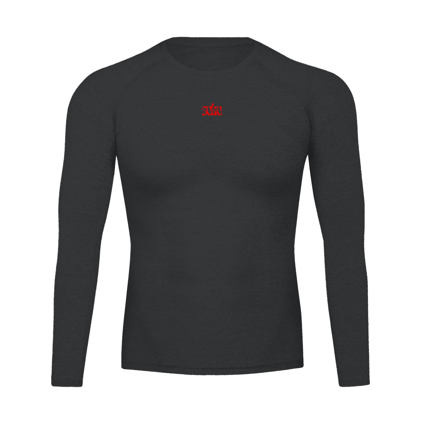 Suku Performance long sleeve T-shirt in black, fitted design with moisture-wicking fabric and crew neckline.