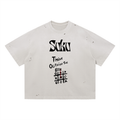 SUKU Think Outside The Box Vintage Washed Distressed Boxy Oversized T-Shirt