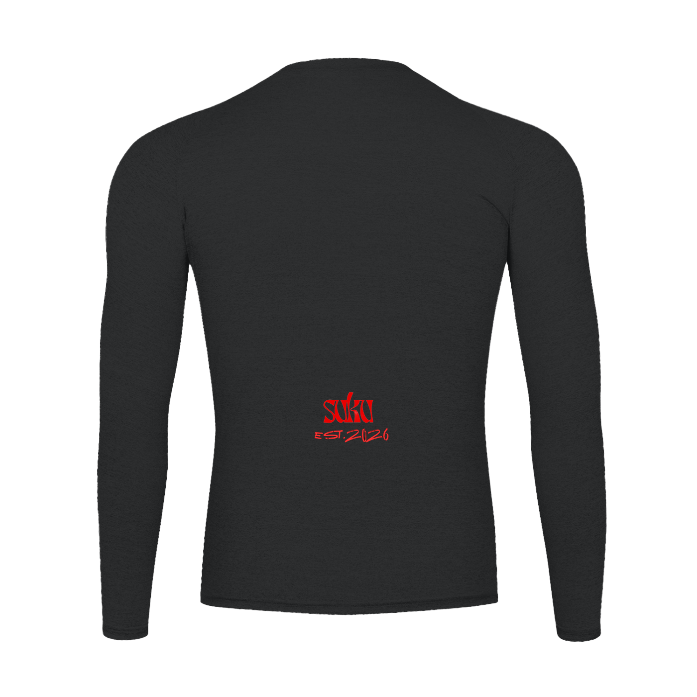 Suku Performance Long Sleeve T-Shirt in black with moisture-wicking fabric and athletic fit, designed for active wear.