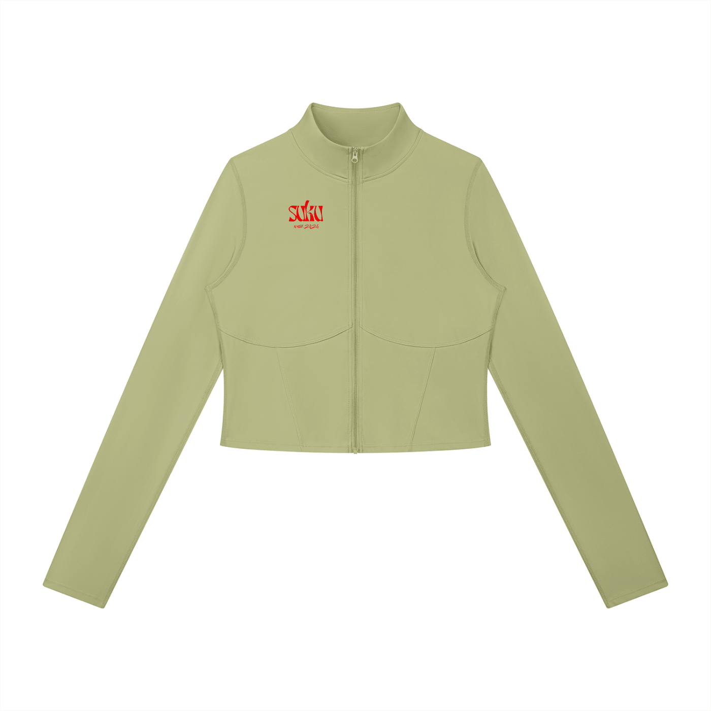 Women’s full-zip sports jacket by Suku featuring a sleek design, breathable fabric, and a comfortable fit for active wear.